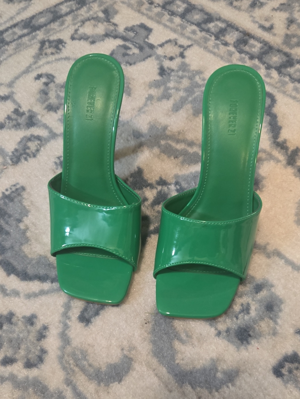 Forever 21 Green Patent Slide Mules